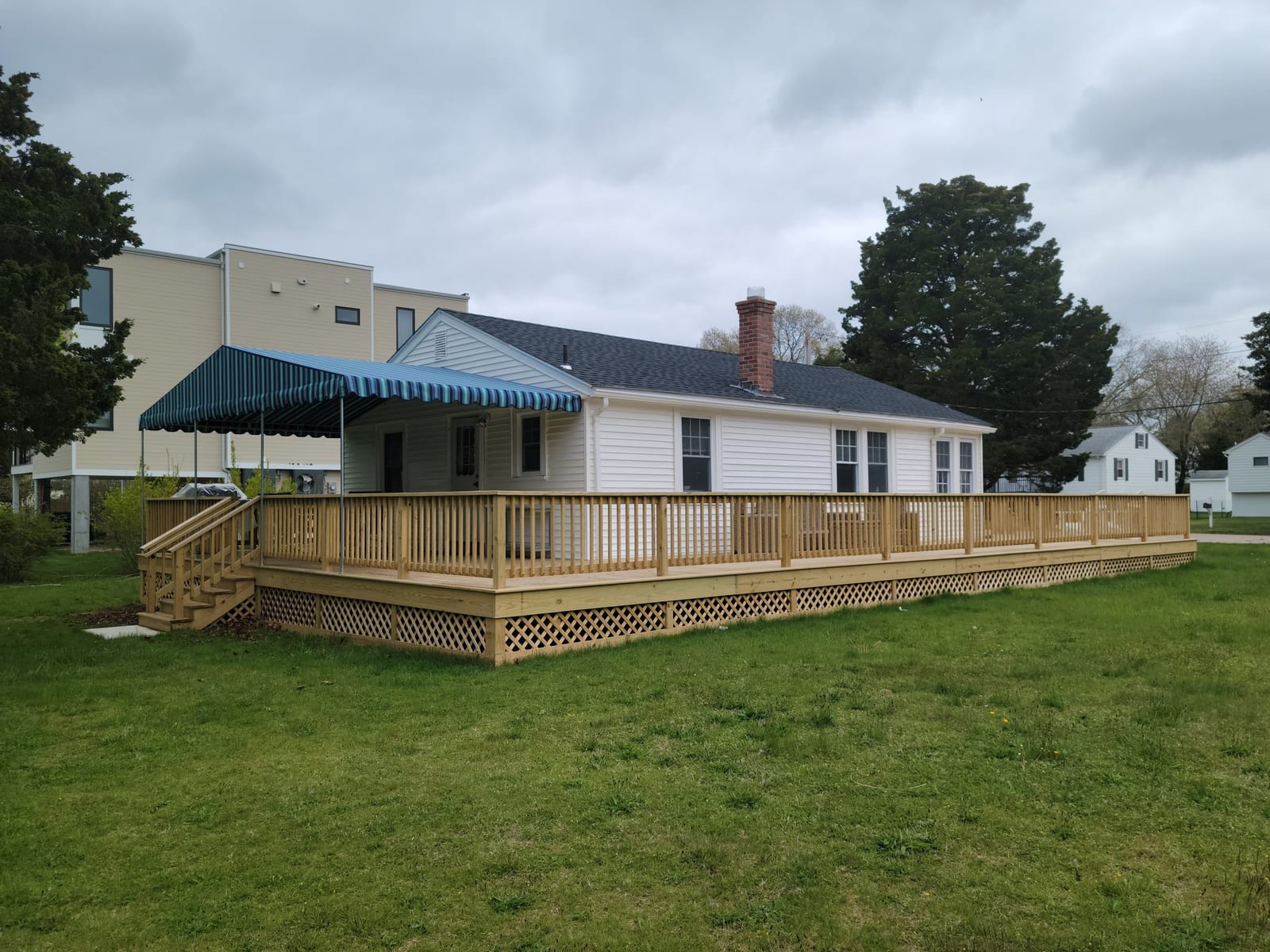 A-frame stationary awning